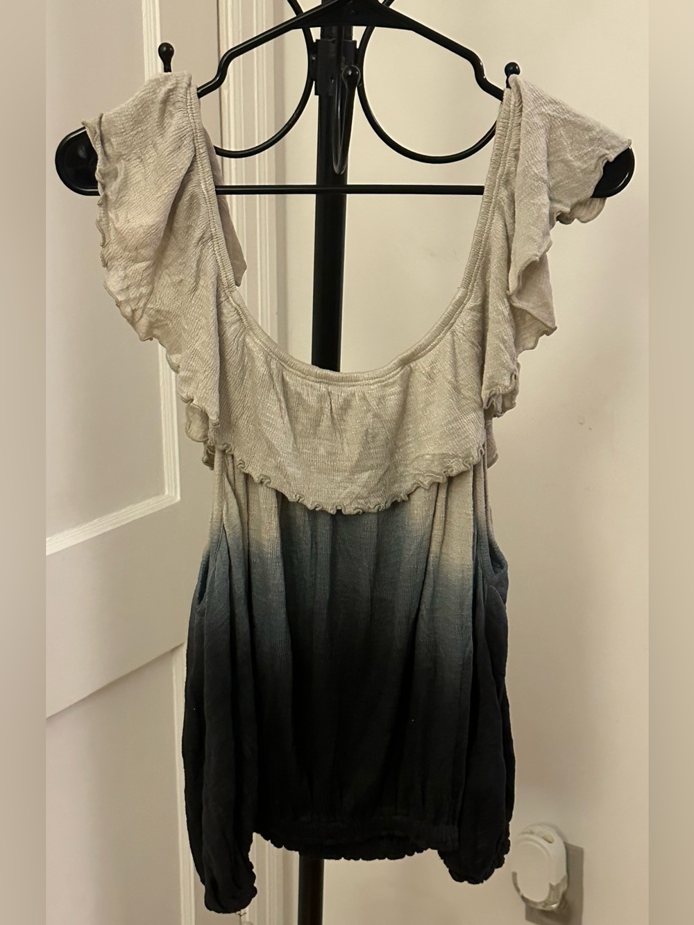 Free People Ombre Ruffle Sleeve Tank Top Size XL
